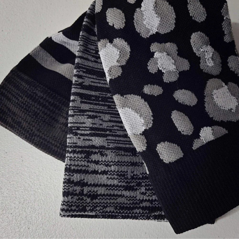 NEW Muk Luks Compression Socks 6 Pairs Knee-High Women 6-10 Black Leopard Nylon